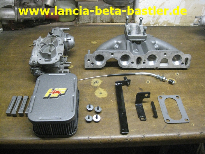 36 mm Doppelvergaser System für den Lancia Beta-3 36 mm Doppelvergaser System für den Lancia Beta-3