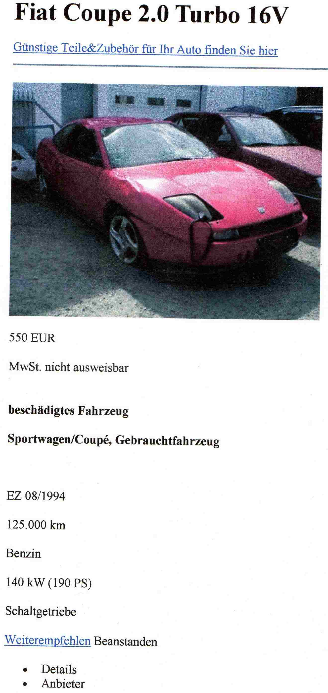 Fiat Coupe Turbo Motor 1